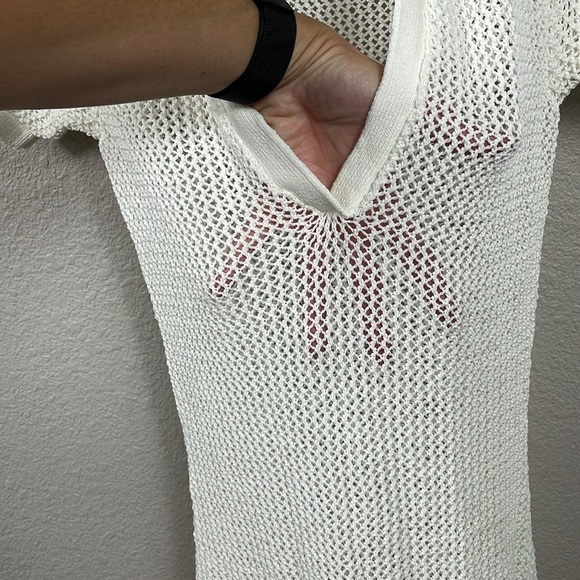 New L Space Sydney Cover Up Crochet Knit Maxi Polo Dress Swim White Sz XS - Picture 6 of 14